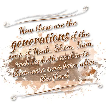 Genesis 10:1 – Now these are the generations of the sons of Noah, Shem, Ham, and Japheth: and unto them were sons born after the flood.