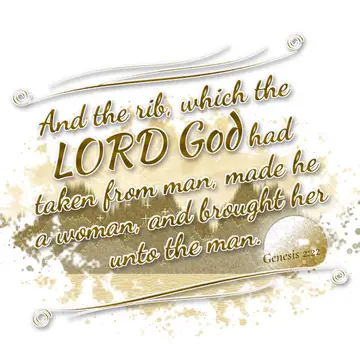 Genesis 2:22 – And the rib, which the LORD God had taken from man, made he a woman, and brought her unto the man.