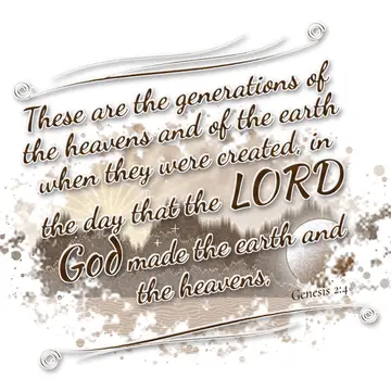 Genesis 2:4 – These are the generations of the heavens and of the earth when they were created, in the day that the LORD God made the earth and the heavens,