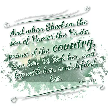 Genesis 34:2 – And when Shechem the son of Hamor the Hivite, prince of the country, saw her, he took her, and lay with her, and defiled her.