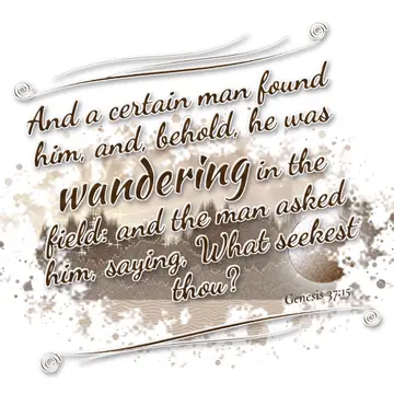 Genesis 37:15 – And a certain man found him, and, behold, he was wandering in the field: and the man asked him, saying, What seekest thou?
