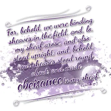 Genesis 37:7 – For, behold, we were binding sheaves in the field, and, lo, my sheaf arose, and also stood upright; and, behold, your sheaves stood round about, and…