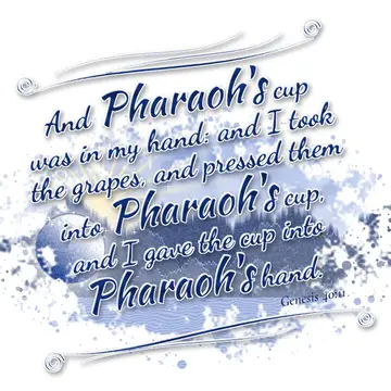 Genesis 40:11 – And Pharaoh's cup was in my hand: and I took the grapes, and pressed them into Pharaoh's cup, and I gave the cup into Pharaoh's hand.