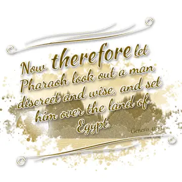 Genesis 41:33 – Now therefore let Pharaoh look out a man discreet and wise, and set him over the land of Egypt.