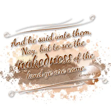 Genesis 42:12 – And he said unto them, Nay, but to see the nakedness of the land ye are come.
