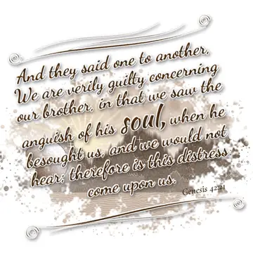 Genesis 42:21 – And they said one to another, We are verily guilty concerning our brother, in that we saw the anguish of his soul, when he besought us, and we would…