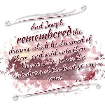 Genesis 42:9 – And Joseph remembered the dreams which he dreamed of them, and said unto them, Ye are spies; to see the nakedness of the land ye are come.