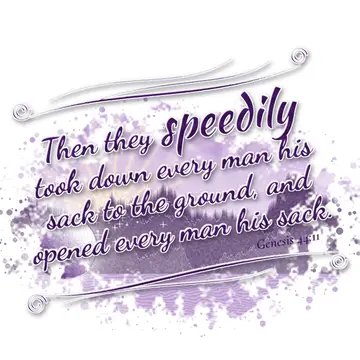 Genesis 44:11 – Then they speedily took down every man his sack to the ground, and opened every man his sack.