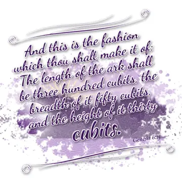 Genesis 6:15 – And this is the fashion which thou shalt make it of: The length of the ark shall be three hundred cubits, the breadth of it fifty cubits, and the…