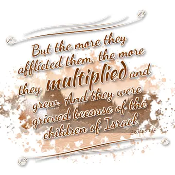 Exodus 1:12 – But the more they afflicted them, the more they multiplied and grew. And they were grieved because of the children of Israel.