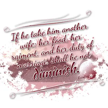 Exodus 21:10 – If he take him another wife; her food, her raiment, and her duty of marriage, shall he not diminish.