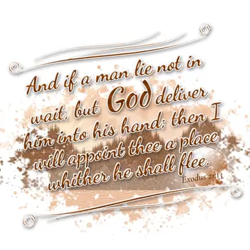 Exodus 21:13 – And if a man lie not in wait, but God deliver him into his hand; then I will appoint thee a place whither he shall flee.
