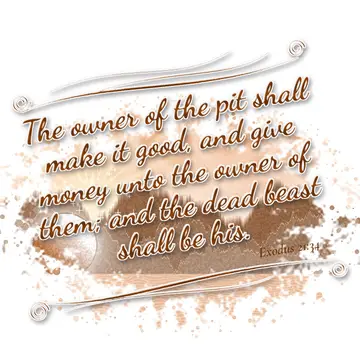 Exodus 21:34 – The owner of the pit shall make it good, and give money unto the owner of them; and the dead beast shall be his.