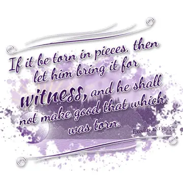 Exodus 22:13 – If it be torn in pieces, then let him bring it for witness, and he shall not make good that which was torn.