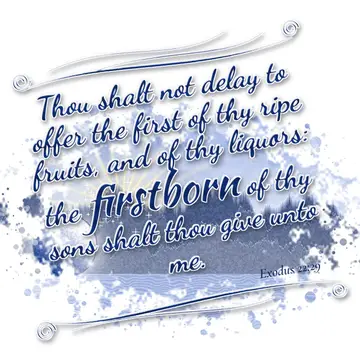 Exodus 22:29 – Thou shalt not delay to offer the first of thy ripe fruits, and of thy liquors: the firstborn of thy sons shalt thou give unto me.
