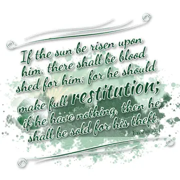 Exodus 22:3 – If the sun be risen upon him, there shall be blood shed for him; for he should make full restitution; if he have nothing, then he shall be sold for…