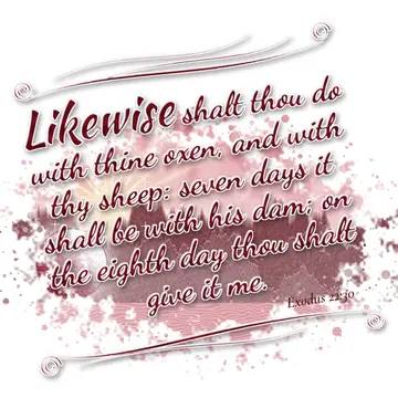 Exodus 22:30 – Likewise shalt thou do with thine oxen, and with thy sheep: seven days it shall be with his dam; on the eighth day thou shalt give it me.