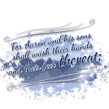 Exodus 30:19 – For Aaron and his sons shall wash their hands and their feet thereat: