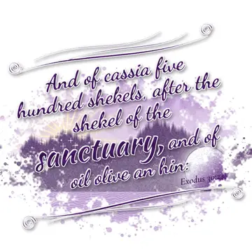 Exodus 30:24 – And of cassia five hundred shekels, after the shekel of the sanctuary, and of oil olive an hin: