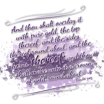 Exodus 30:3 – And thou shalt overlay it with pure gold, the top thereof, and the sides thereof round about, and the horns thereof; and thou shalt make unto it a…