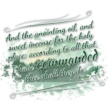Exodus 31:11 – And the anointing oil, and sweet incense for the holy place: according to all that I have commanded thee shall they do.