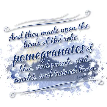 Exodus 39:24 – And they made upon the hems of the robe pomegranates of blue, and purple, and scarlet, and twined linen.