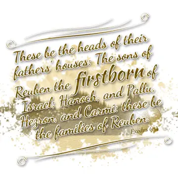 Exodus 6:14 – These be the heads of their fathers' houses: The sons of Reuben the firstborn of Israel; Hanoch, and Pallu, Hezron, and Carmi: these be the families…