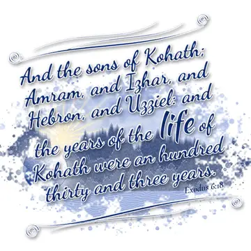 Exodus 6:18 – And the sons of Kohath; Amram, and Izhar, and Hebron, and Uzziel: and the years of the life of Kohath were an hundred thirty and three years.