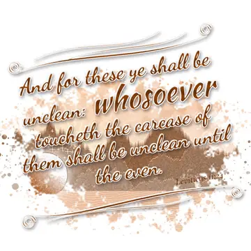 Leviticus 11:24 – And for these ye shall be unclean: whosoever toucheth the carcase of them shall be unclean until the even.