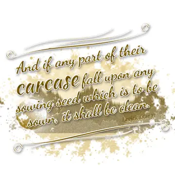 Leviticus 11:37 – And if any part of their carcase fall upon any sowing seed which is to be sown, it shall be clean.