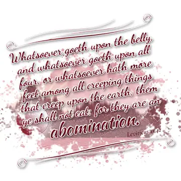 Leviticus 11:42 – Whatsoever goeth upon the belly, and whatsoever goeth upon all four, or whatsoever hath more feet among all creeping things that creep upon the…