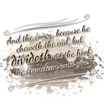 Leviticus 11:5 – And the coney, because he cheweth the cud, but divideth not the hoof; he is unclean unto you.