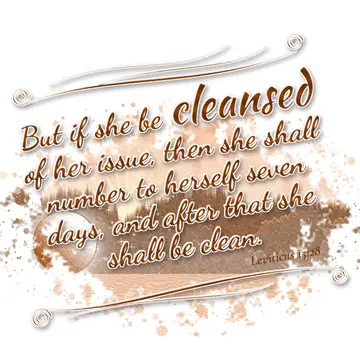 Leviticus 15:28 – But if she be cleansed of her issue, then she shall number to herself seven days, and after that she shall be clean.