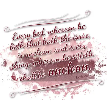 Leviticus 15:4 – Every bed, whereon he lieth that hath the issue, is unclean: and every thing, whereon he sitteth, shall be unclean.