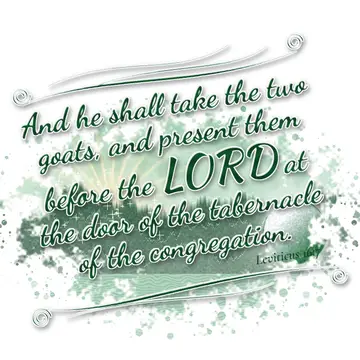 Leviticus 16:7 – And he shall take the two goats, and present them before the LORD at the door of the tabernacle of the congregation.