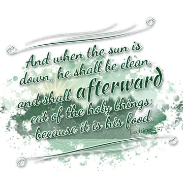 Leviticus 22:7 – And when the sun is down, he shall be clean, and shall afterward eat of the holy things; because it is his food.
