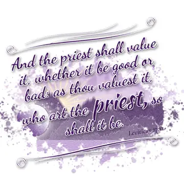 Leviticus 27:12 – And the priest shall value it, whether it be good or bad: as thou valuest it, who art the priest, so shall it be.