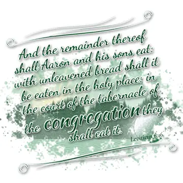 Leviticus 6:16 – And the remainder thereof shall Aaron and his sons eat: with unleavened bread shall it be eaten in the holy place; in the court of the tabernacle of…