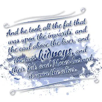 Leviticus 8:16 – And he took all the fat that was upon the inwards, and the caul above the liver, and the two kidneys, and their fat, and Moses burned it upon the…