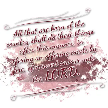 Numbers 15:13 – All that are born of the country shall do these things after this manner, in offering an offering made by fire, of a sweet savour unto the LORD.