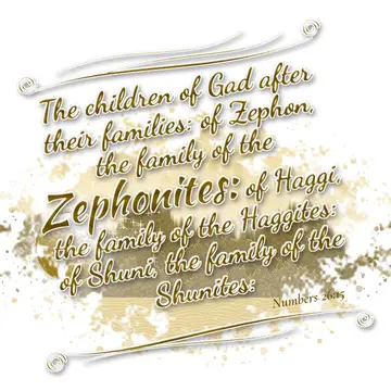 Numbers 26:15 – The children of Gad after their families: of Zephon, the family of the Zephonites: of Haggi, the family of the Haggites: of Shuni, the family of the…
