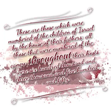 Numbers 2:32 – These are those which were numbered of the children of Israel by the house of their fathers: all those that were numbered of the camps throughout…