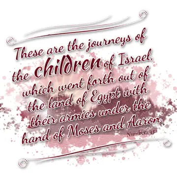Numbers 33:1 – These are the journeys of the children of Israel, which went forth out of the land of Egypt with their armies under the hand of Moses and Aaron.