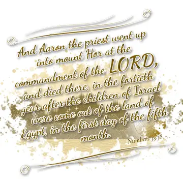 Numbers 33:38 – And Aaron the priest went up into mount Hor at the commandment of the LORD, and died there, in the fortieth year after the children of Israel were…