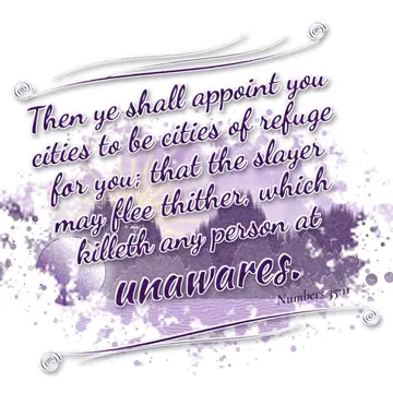 Numbers 35:11 – Then ye shall appoint you cities to be cities of refuge for you; that the slayer may flee thither, which killeth any person at unawares.