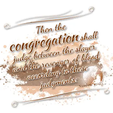 Numbers 35:24 – Then the congregation shall judge between the slayer and the revenger of blood according to these judgments: