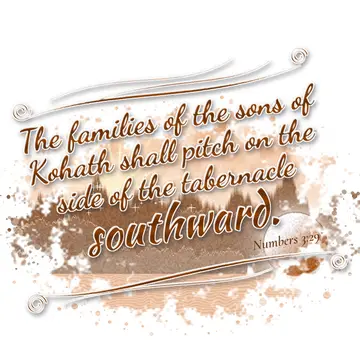 Numbers 3:29 – The families of the sons of Kohath shall pitch on the side of the tabernacle southward.