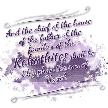 Numbers 3:30 – And the chief of the house of the father of the families of the Kohathites shall be Elizaphan the son of Uzziel.