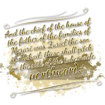 Numbers 3:35 – And the chief of the house of the father of the families of Merari was Zuriel the son of Abihail: these shall pitch on the side of the tabernacle…