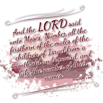 Numbers 3:40 – And the LORD said unto Moses, Number all the firstborn of the males of the children of Israel from a month old and upward, and take the number of…